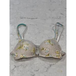Victoria’s Secret Women’s Padded Underwire Floral Push Up Bra Size 34B Beige‎